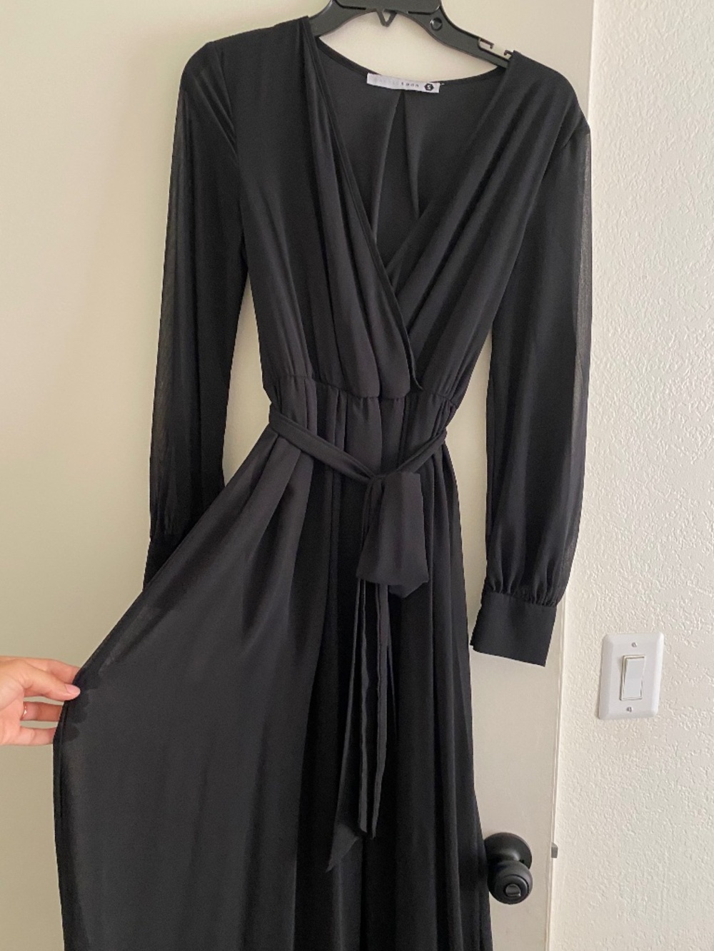Baltic Born Black Wrap Maxi Dress with Long Sleeves - Picture 3 of 7